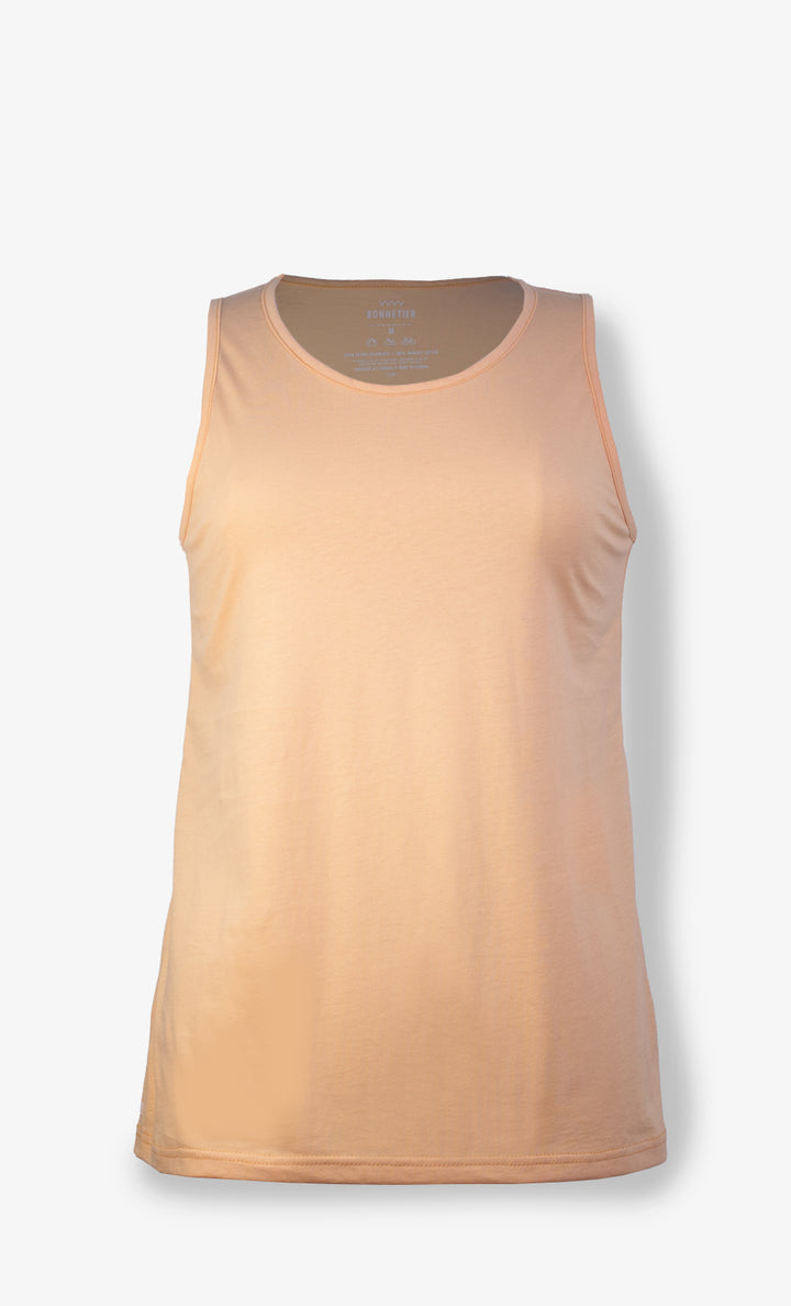 Camisole femme abricot en coton biologique avec imprimé Beau Vélo Bonnetier fabriquée au Canada