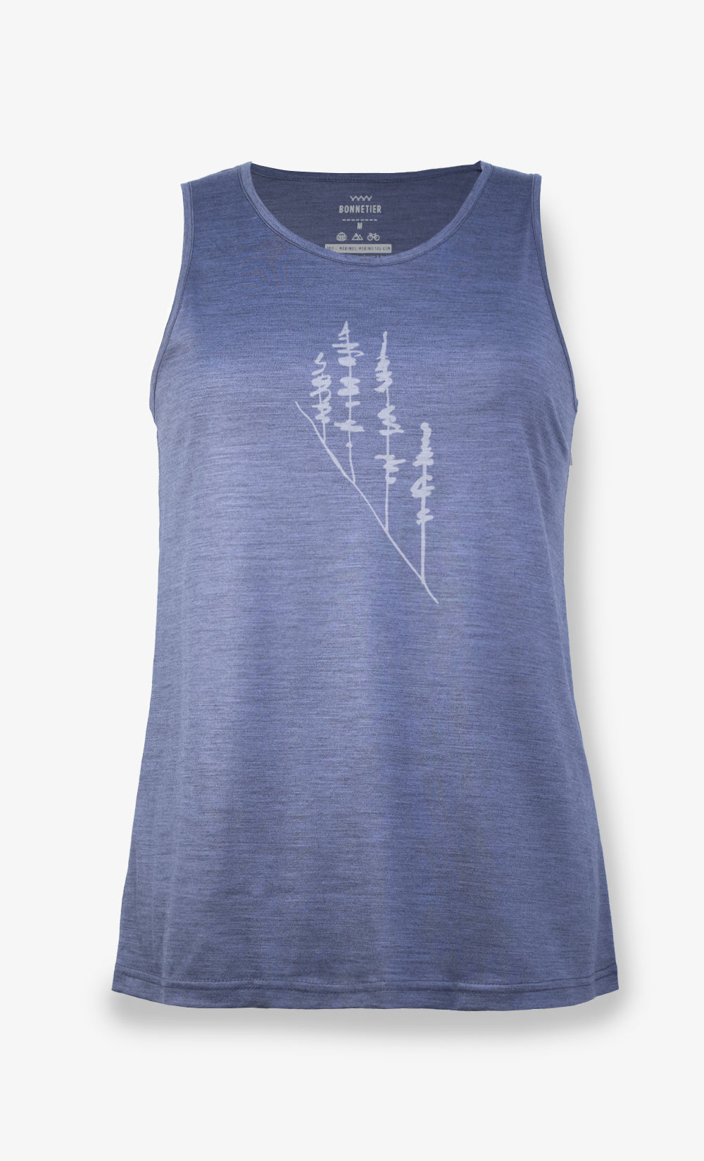 Camisole Mérinos Femme Bleu Gris Chiné Ultra Léger - Pins Inclinés