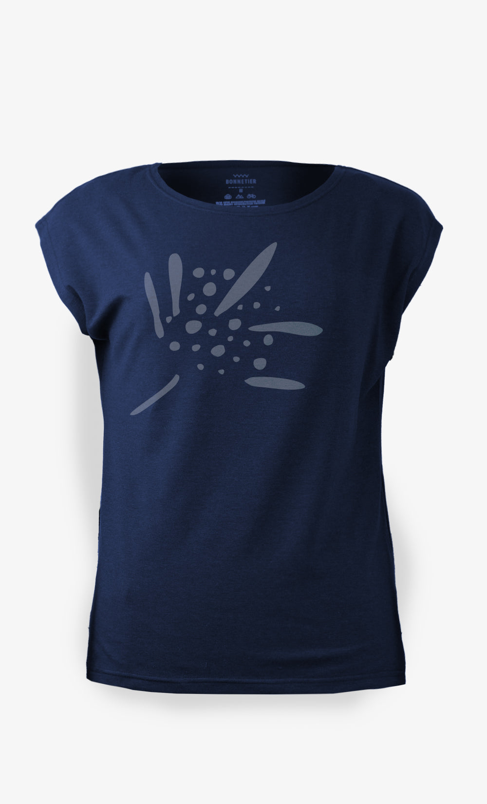 Women's Navy T-Shirt - Big Winter Flower