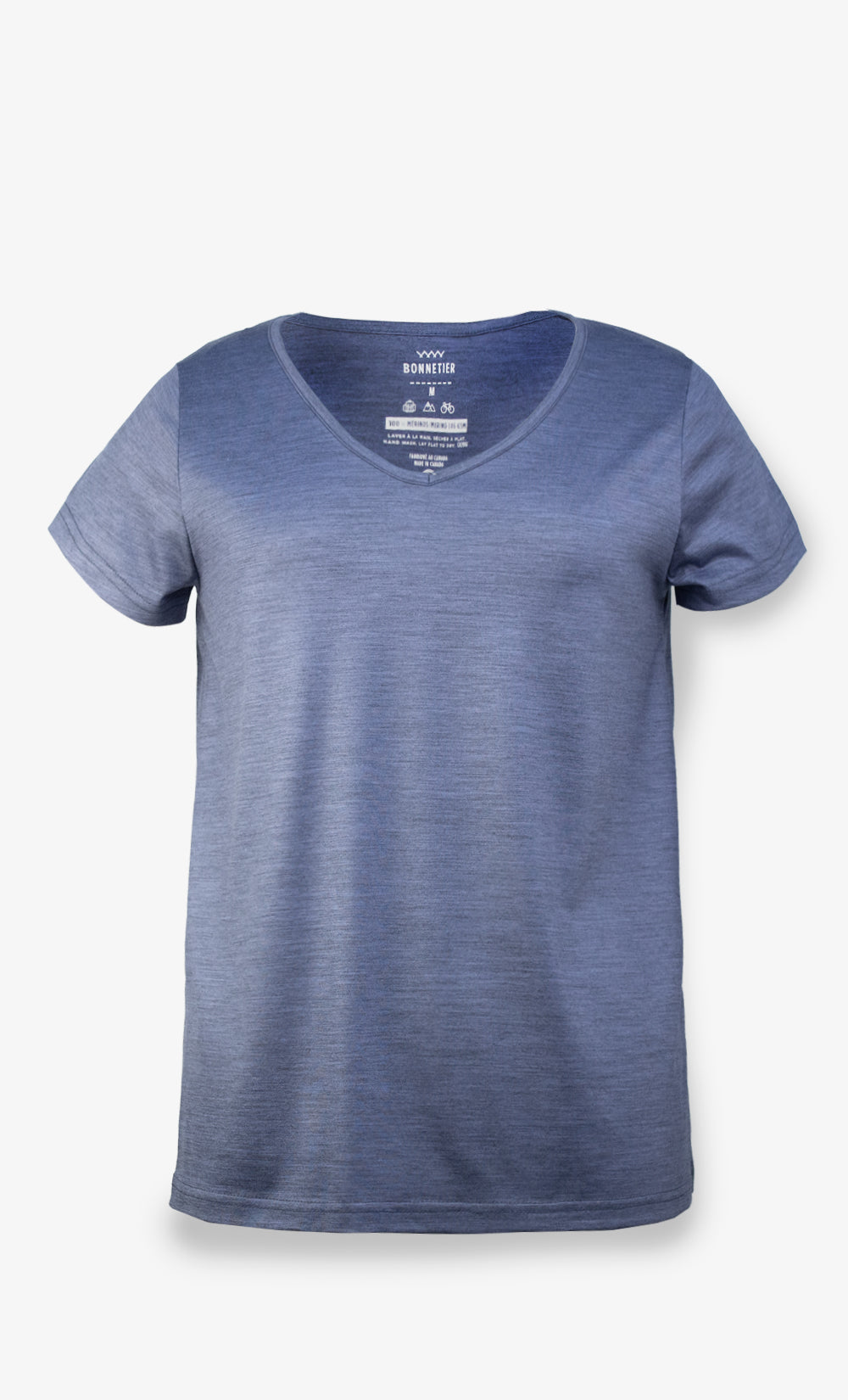 Women's Ultra-Light Heather Grey Blue Merino wool T-Shirt 