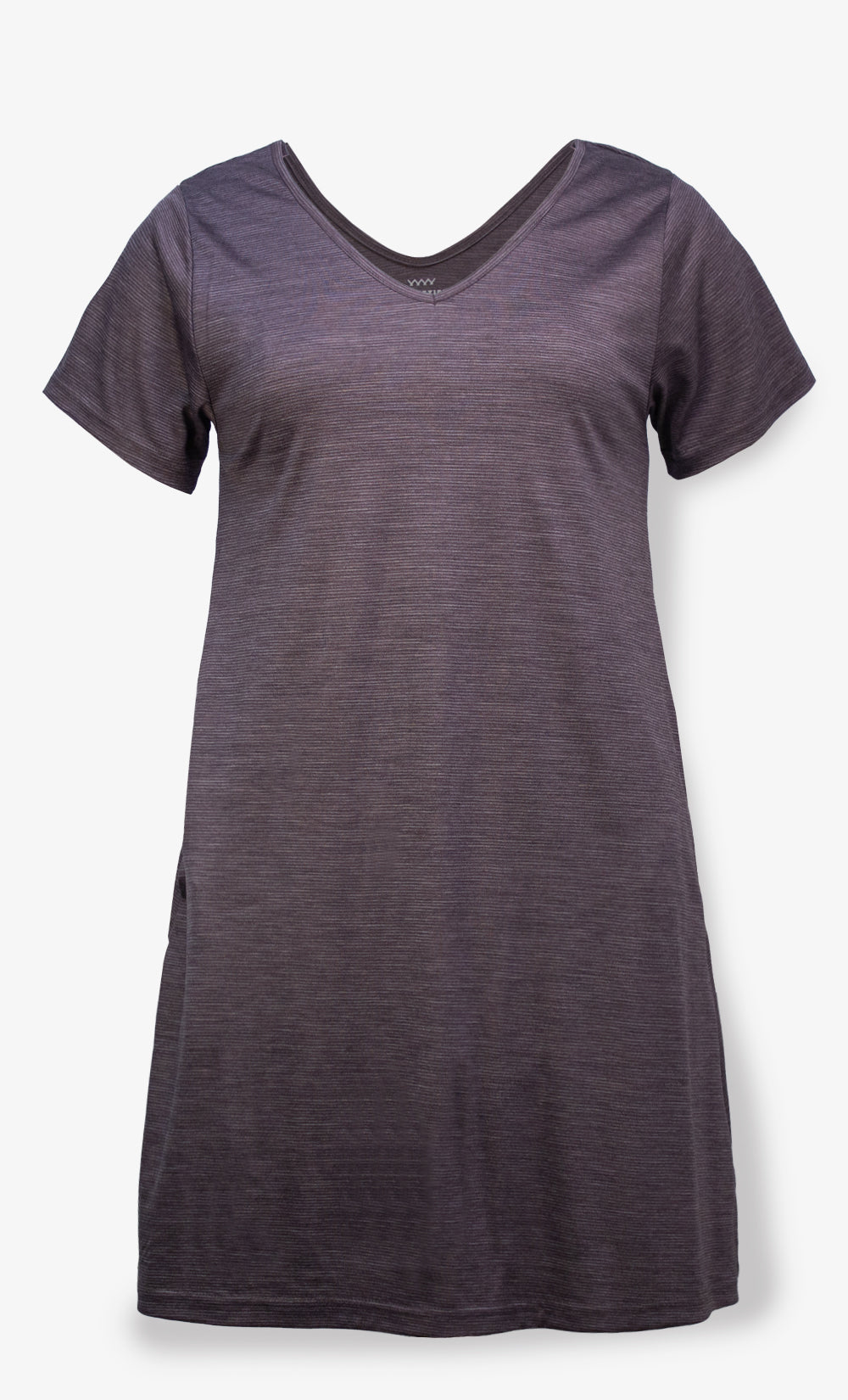 Robe en laine de mérinos rayée mauve et gris coupe ample femme BONNETIER