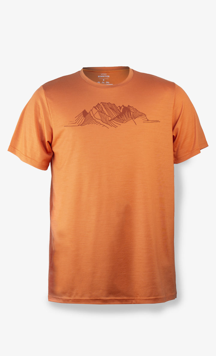 T-Shirt Mérinos Homme Orange Ultra Léger - Rocheuse