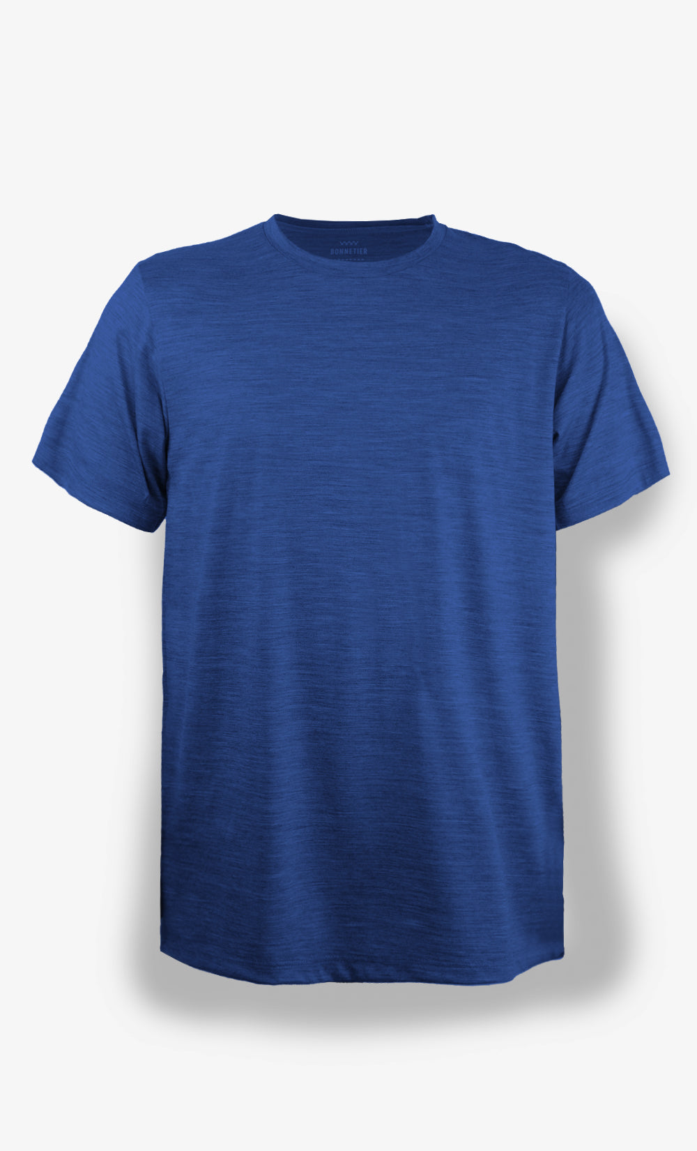 T-shirt homme en laine de mérinos bleu chiné uni BONNETIER