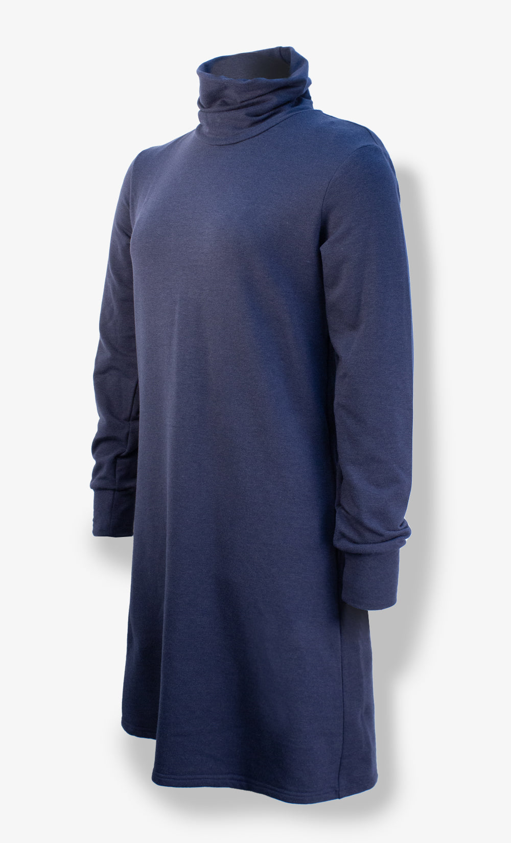 Robe Tencel Ouaté Marine - Col cheminée