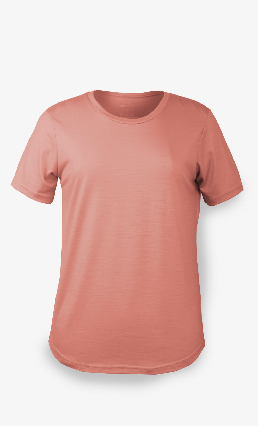 t-shirt femme laine merinos saumon ultra léger sans impression bonnetier fabriqué au canada