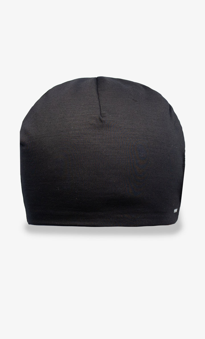 Tuque double noire en 100 % laine de mérinos BONNETIER fabriquée au Canada