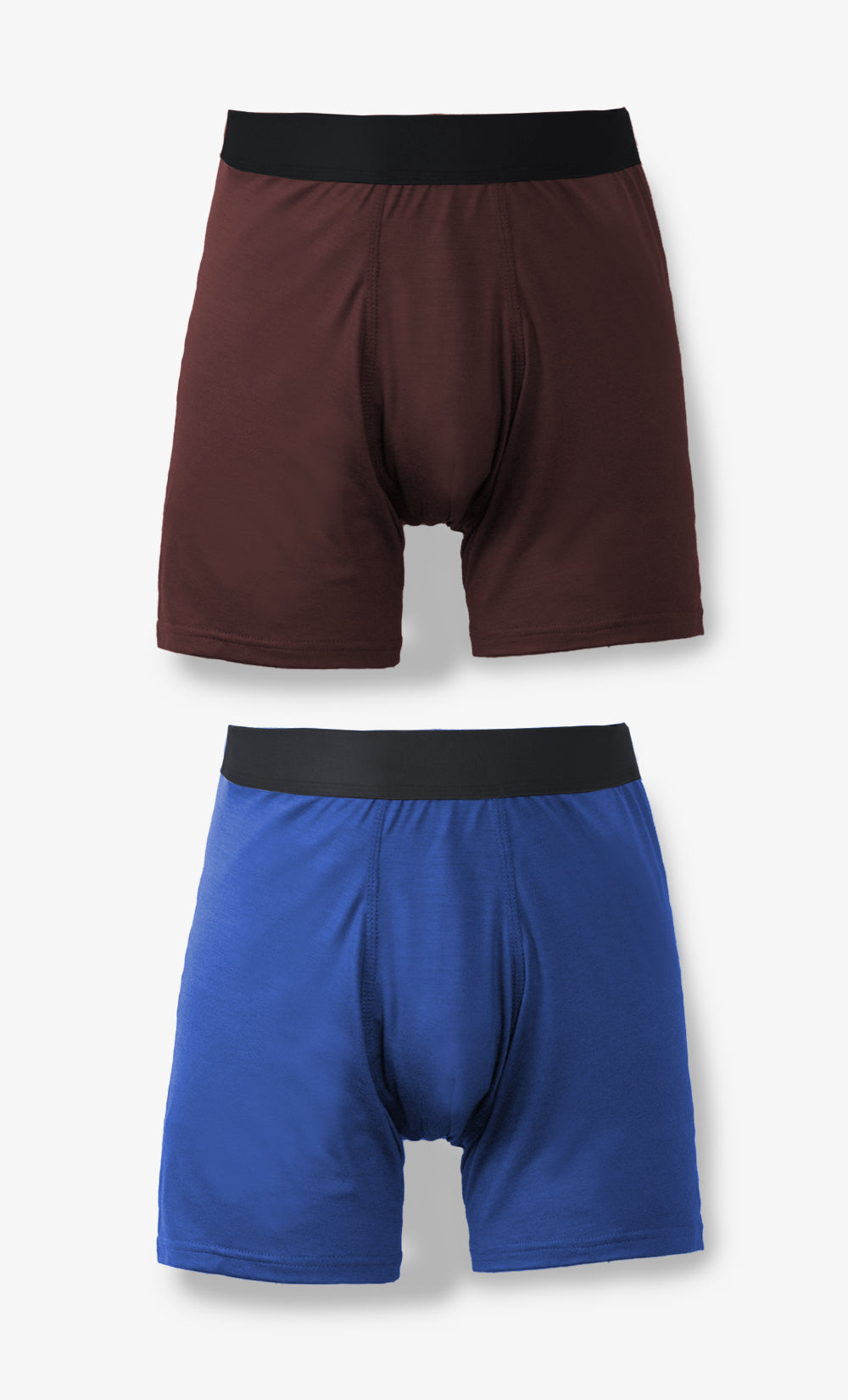 100% Merino Wool Boxer Shorts, 2-Pack - Blue and Burgundy